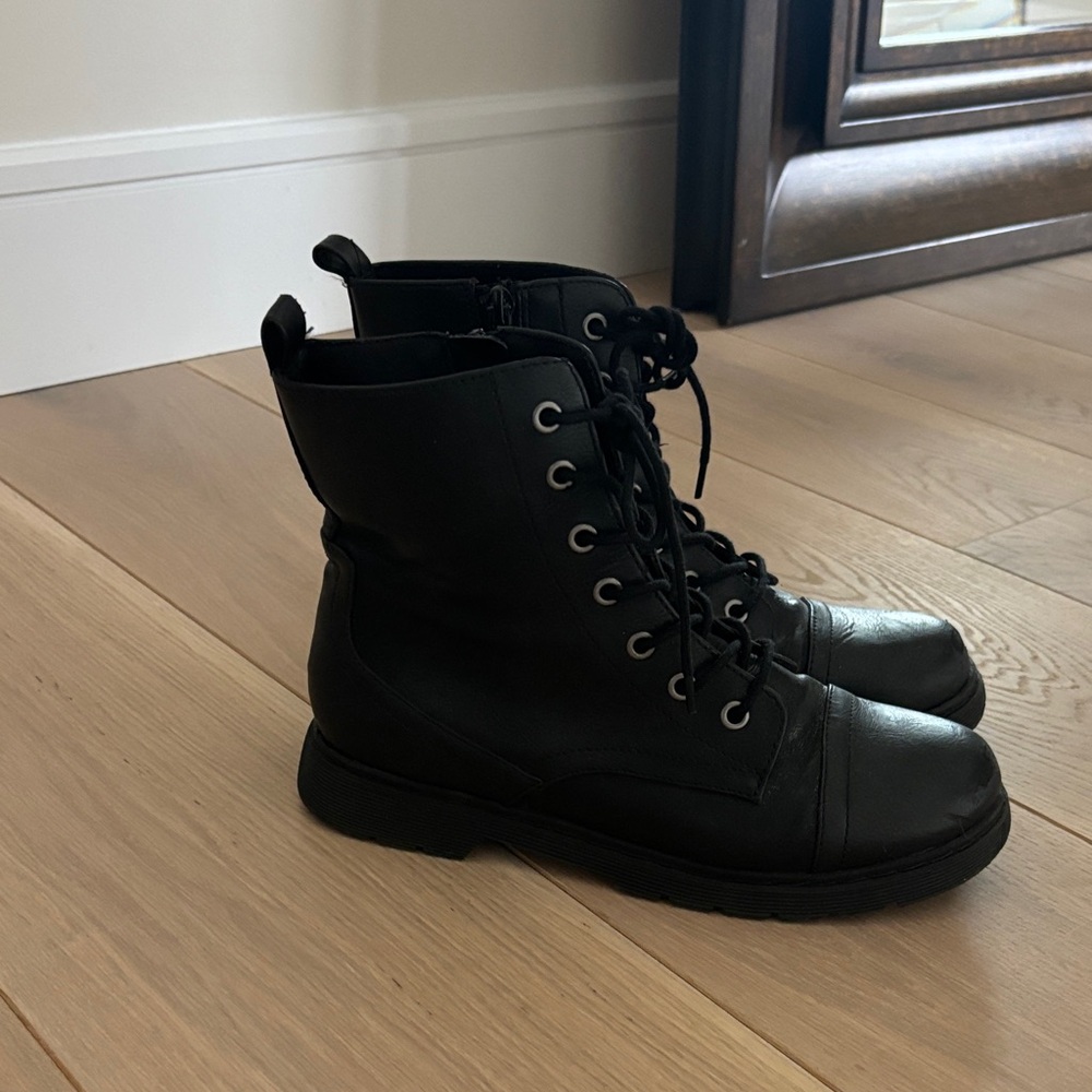 Black Lace-Up Ankle Boots